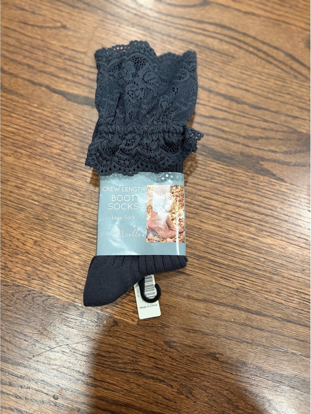 Simply Noelle Black Lace Crew Length Boot Socks